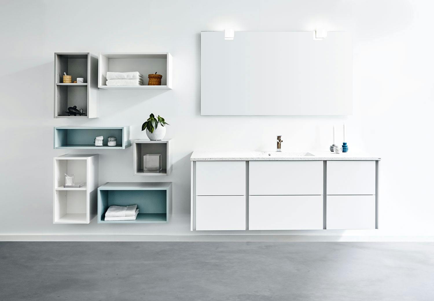 bom 180225 68 frittstående hyller til badet i forskjellige farger